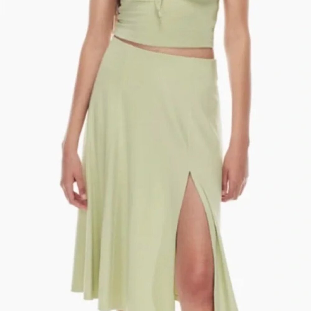 Aritzia Wilfred Sage Green Beach Midi Skirt with Slit